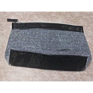 Lancome Makeup Bag Purse silver bling and black EUC excellent & very pretty